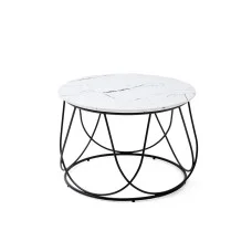 COFFEE TABLE NUBIRA, FRAME - BLACK, TOP - WHITE MARBLE